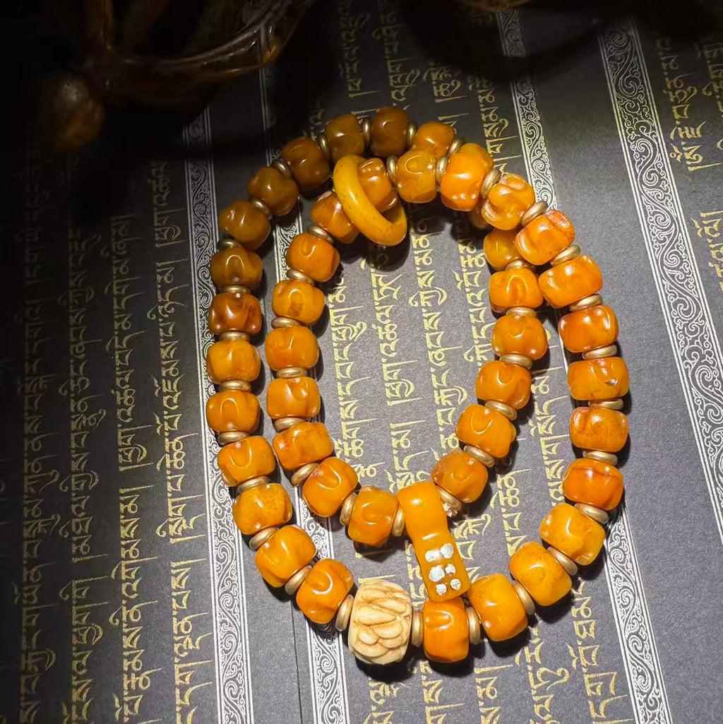 This is a beautifully crafted bracelet made from yak bone by artisans on the roof of the world, showcasing your unique personality.